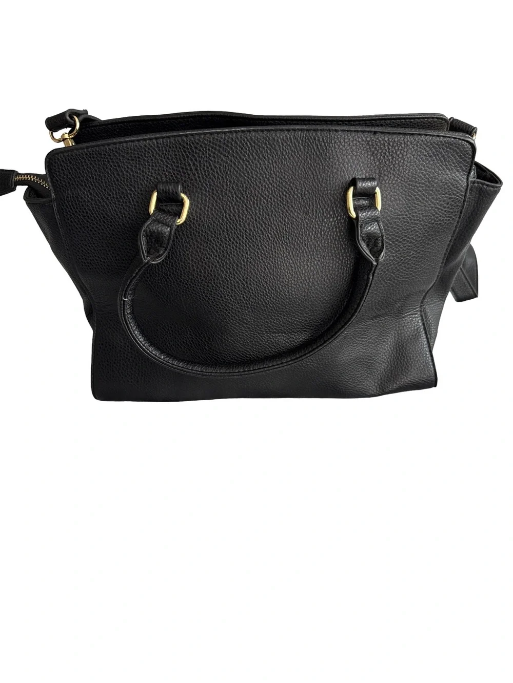 CHARMING CHARLIE Black Faux Leather Gold Studded Handbag Removable Strap Glam